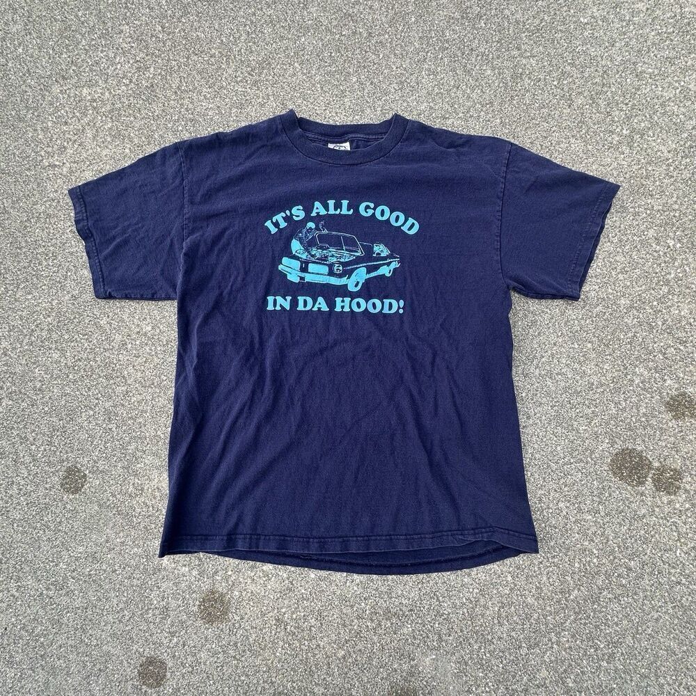 Delta Pro Weight Its All Good In The Hood T-Shirt Mens Large Navy Blue Y2K 00's